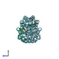 PDB entry 2cz5 coloured by chain, side view.