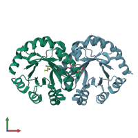 PDB entry 2czd coloured by chain, front view.