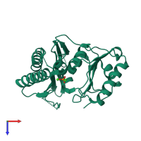 PDB entry 2czi coloured by chain, top view.