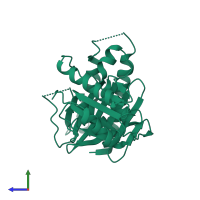 PDB entry 2czk coloured by chain, side view.