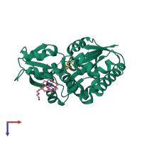 PDB entry 2czl coloured by chain, top view.