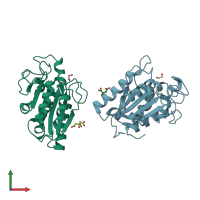 PDB entry 2czq coloured by chain, front view.