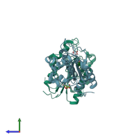 PDB entry 2czq coloured by chain, side view.