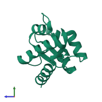 PDB entry 2czw coloured by chain, side view.