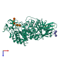 PDB entry 2d0f coloured by chain, top view.