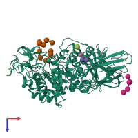 PDB entry 2d0g coloured by chain, top view.