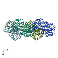 PDB entry 2d0i coloured by chain, top view.