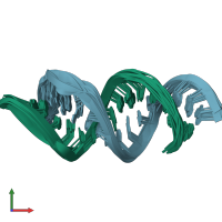 PDB entry 2d18 coloured by chain, ensemble of 11 models, front view.