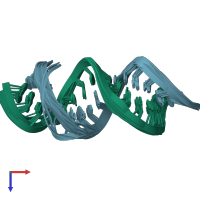 PDB entry 2d18 coloured by chain, ensemble of 11 models, top view.