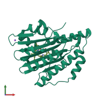 PDB entry 2d1e coloured by chain, front view.