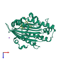 PDB entry 2d1e coloured by chain, top view.
