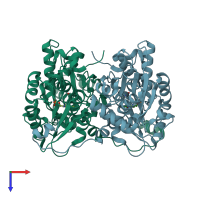 PDB entry 2d1f coloured by chain, top view.