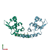 PDB entry 2d1h coloured by chain, front view.