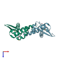 PDB entry 2d1h coloured by chain, top view.