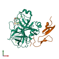 PDB entry 2d1j coloured by chain, front view.