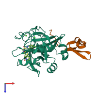 PDB entry 2d1j coloured by chain, top view.