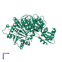 PDB entry 2d1q coloured by chain, top view.