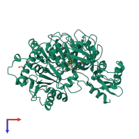 PDB entry 2d1t coloured by chain, top view.