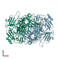 PDB entry 2d1w coloured by chain, front view.