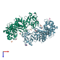 PDB entry 2d1z coloured by chain, top view.