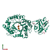 Monomeric assembly 2 of PDB entry 2d20 coloured by chemically distinct molecules, front view.