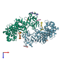PDB entry 2d24 coloured by chain, top view.