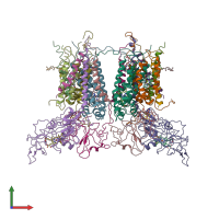 PDB entry 2d2c coloured by chain, front view.