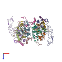 PDB entry 2d2c coloured by chain, top view.