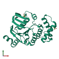 PDB entry 2d2e coloured by chain, front view.