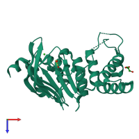 PDB entry 2d2e coloured by chain, top view.