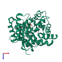 PDB entry 2d2h coloured by chain, top view.