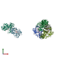 PDB entry 2d2i coloured by chain, front view.