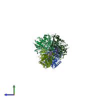 PDB entry 2d2i coloured by chain, side view.