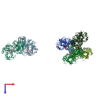 PDB entry 2d2i coloured by chain, top view.