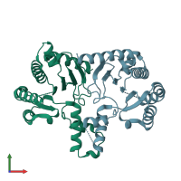 PDB entry 2d2r coloured by chain, front view.