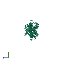PDB entry 2d2s coloured by chain, side view.