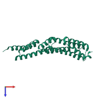 PDB entry 2d2s coloured by chain, top view.