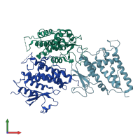 PDB entry 2d2z coloured by chain, front view.