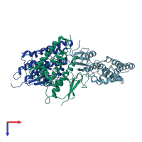 PDB entry 2d2z coloured by chain, top view.