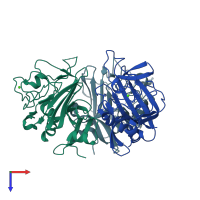 PDB entry 2d39 coloured by chain, top view.