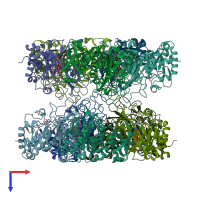 PDB entry 2d3b coloured by chain, top view.