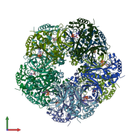 PDB entry 2d3c coloured by chain, front view.