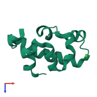 PDB entry 2d3d coloured by chain, top view.