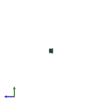 PDB entry 2d3e coloured by chain, side view.