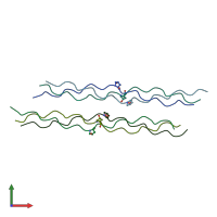 PDB entry 2d3f coloured by chain, front view.