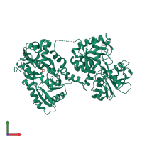 PDB entry 2d3i coloured by chain, front view.