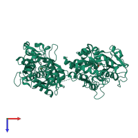 PDB entry 2d3i coloured by chain, top view.