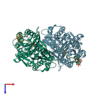 PDB entry 2d3m coloured by chain, top view.