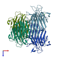 PDB entry 2d3r coloured by chain, top view.