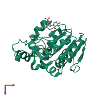 PDB entry 2d3y coloured by chain, top view.